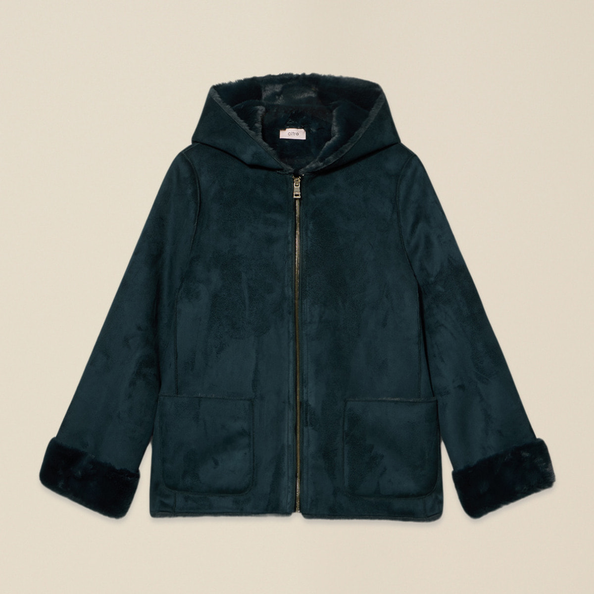 Oltre - Parka in tessuto morbido con cappuccio - Ottanio