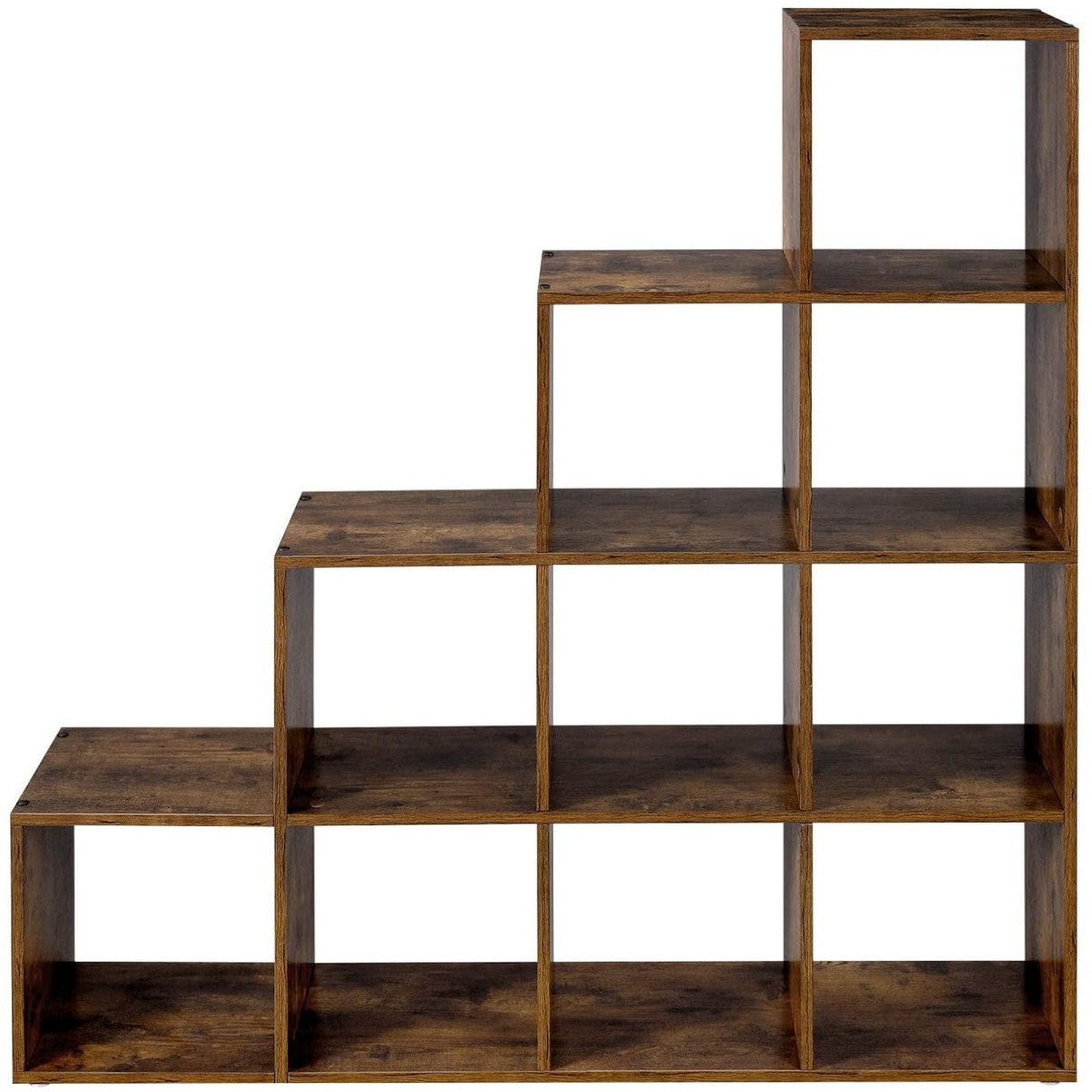Libreria Scalare a Gradini Stile Rustico in Truciolato Marrone