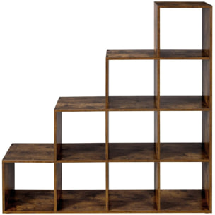 Libreria Scalare a Gradini Stile Rustico in Truciolato Marrone