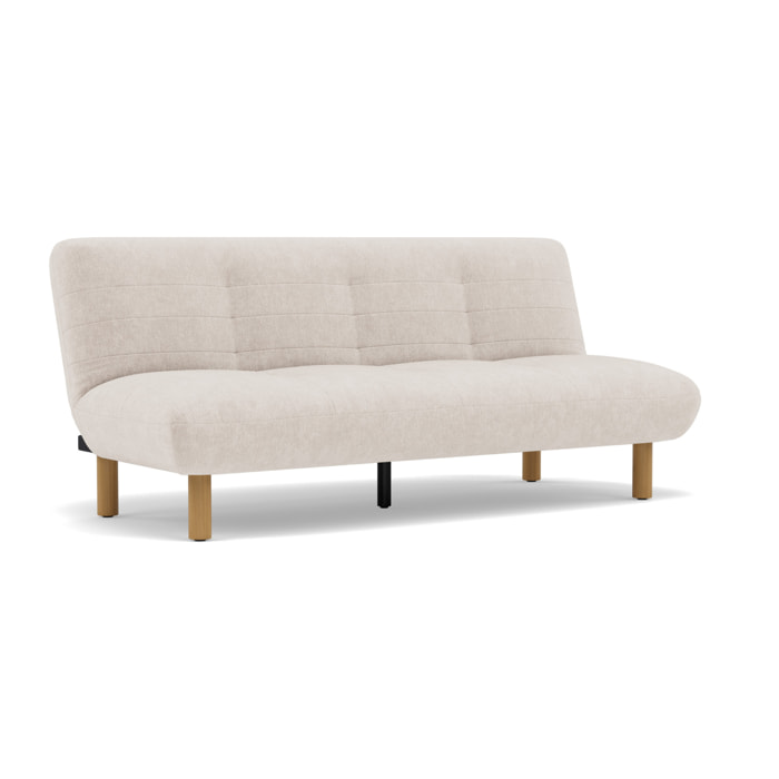 Soan - Banquette 2 places convertible clic-clac en velours texturé - Beige
