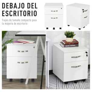 Gabinete de Archivos Móvil con 2 Cajones 40x45,5x52,5cm Blanco