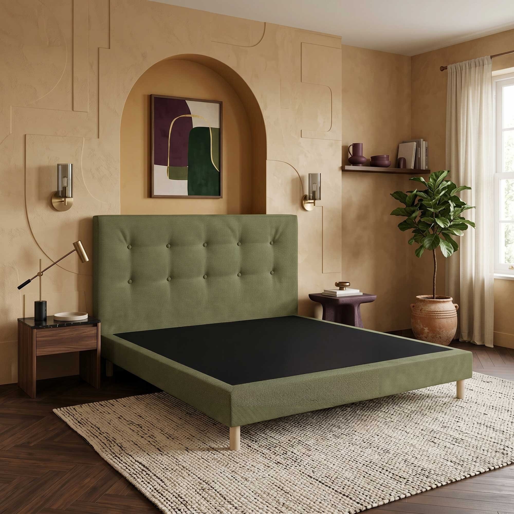 Sommier + tête de lit vert