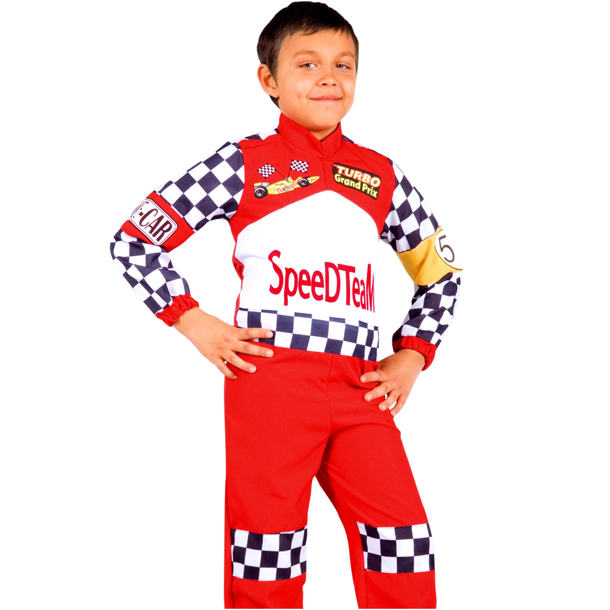 Costume Carnevale Pilota Formula 1 F1 Tuta Bianco Rosso Bambino