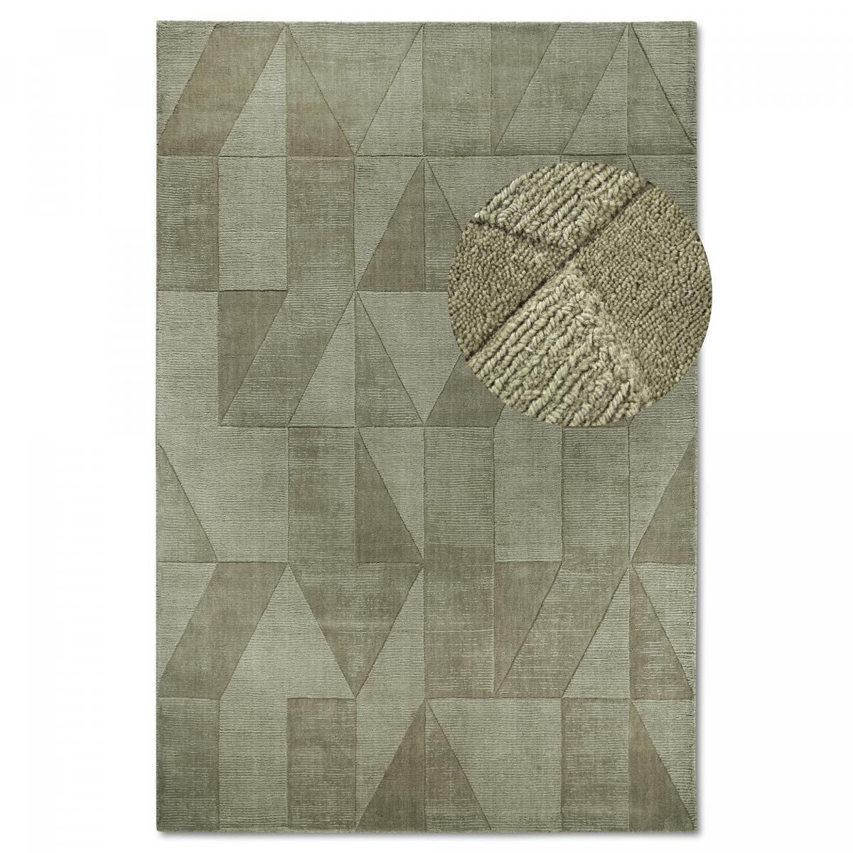 Tapis salon géométrique, relief tissé à la main, design authentique