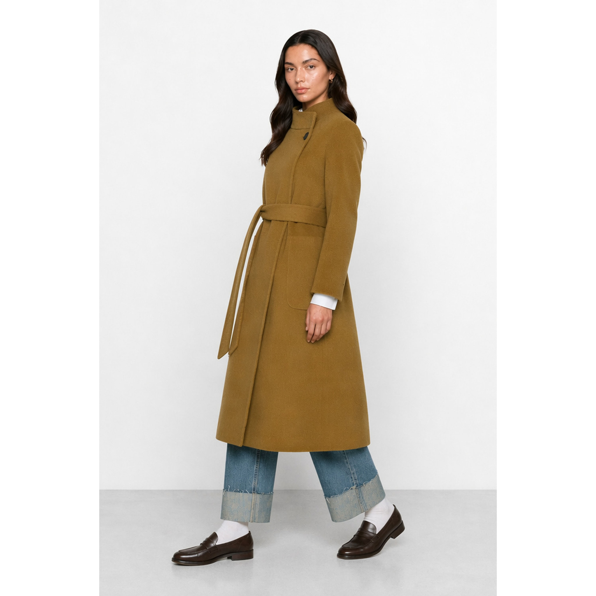 Kocca - Cappotto lungo da donna in misto lana con cintura Donna