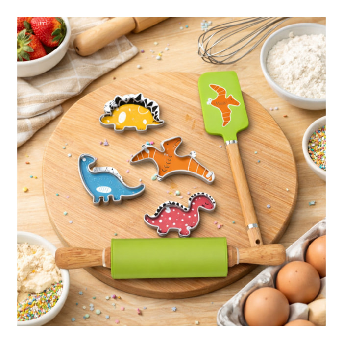 Lot de 6 accessoires forme dinosaure, Happy Cake