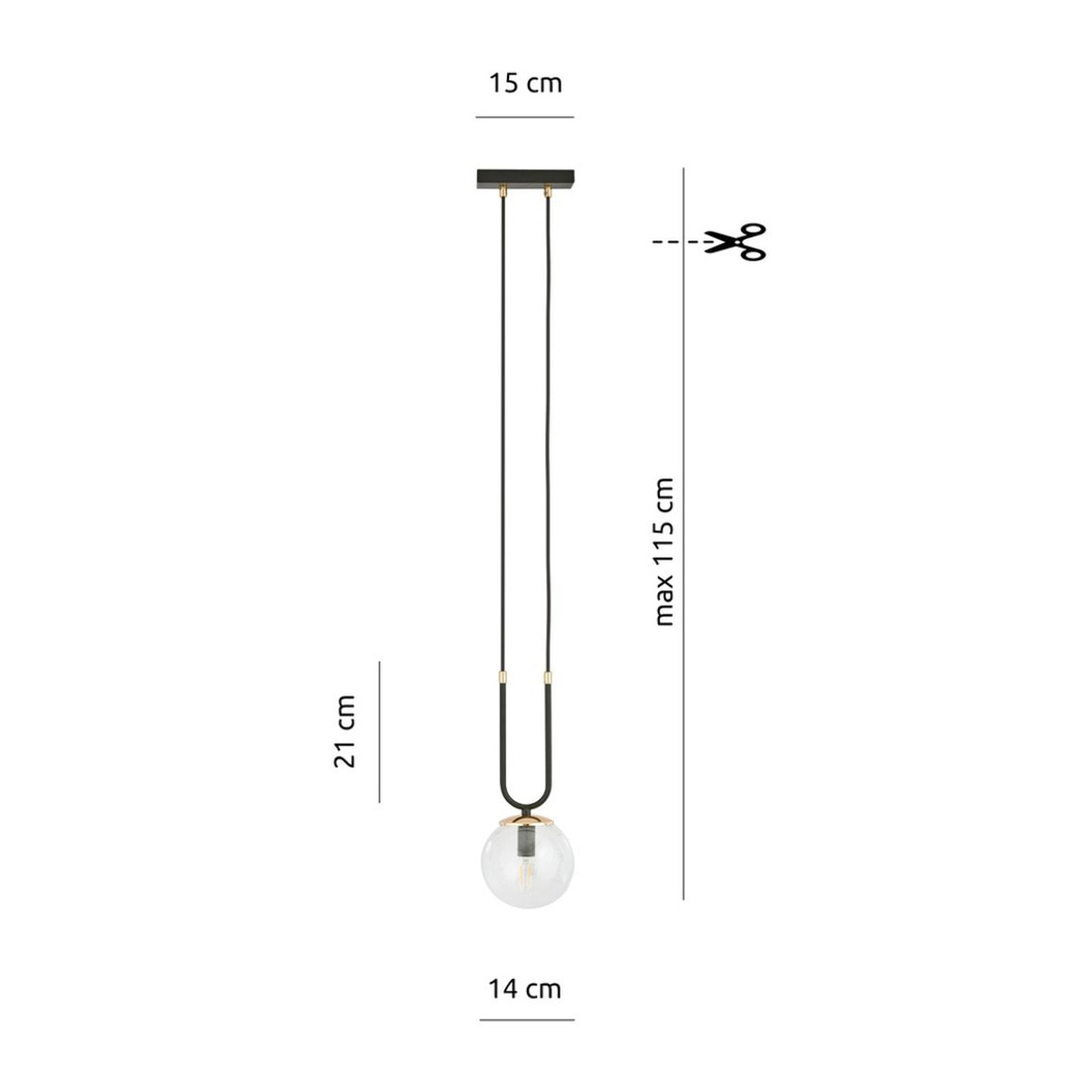 Lampada a sospensione GLAM in acciaio nero opaco e vetro