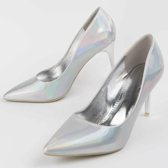 Zapato De Tacón - Plateado - Altura: 8 Cm