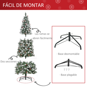 árbol de Navidad Artificial 180cm Ignífugo con 618 Ramas 30 Bayas 34 Piñas Verde