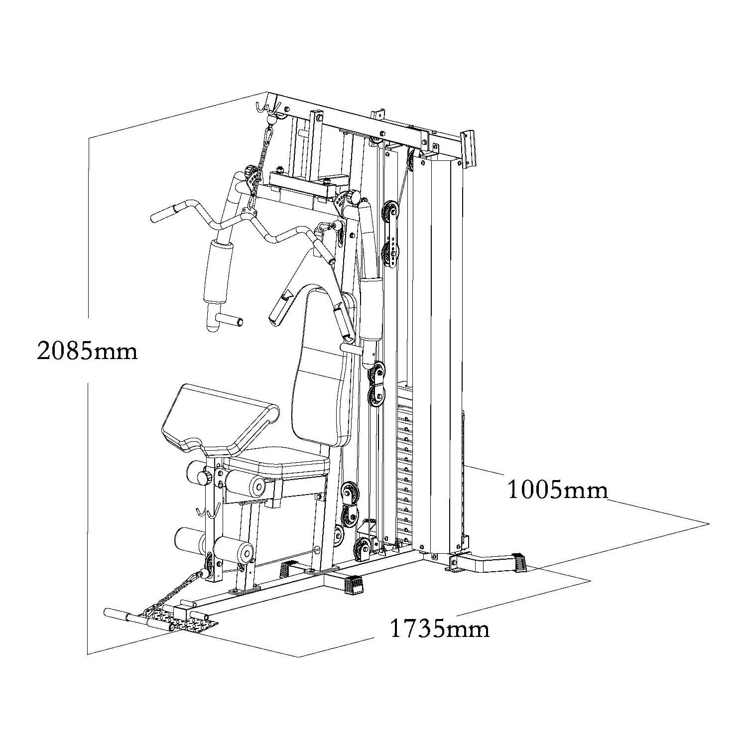 ELON - Stazione da fitness multifunzionale con blocco pesi da 55kg, barra trazioni superiore ed inferiore