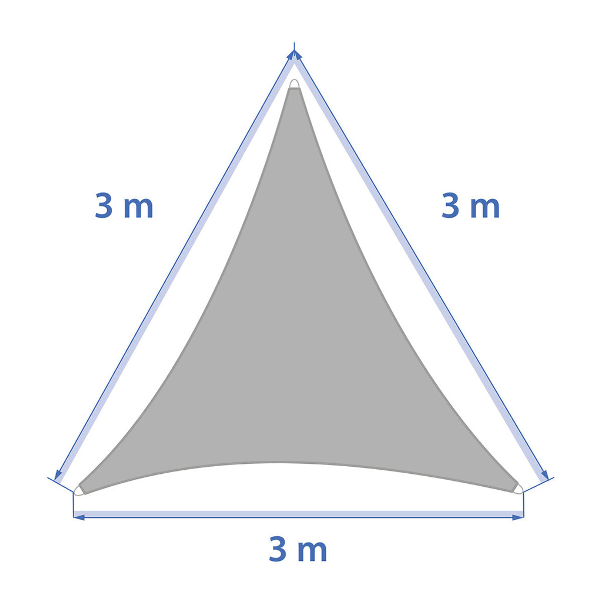 Voile d'ombrage triangulaire "Curacao" blé 3 x 3 x 3m en polyester