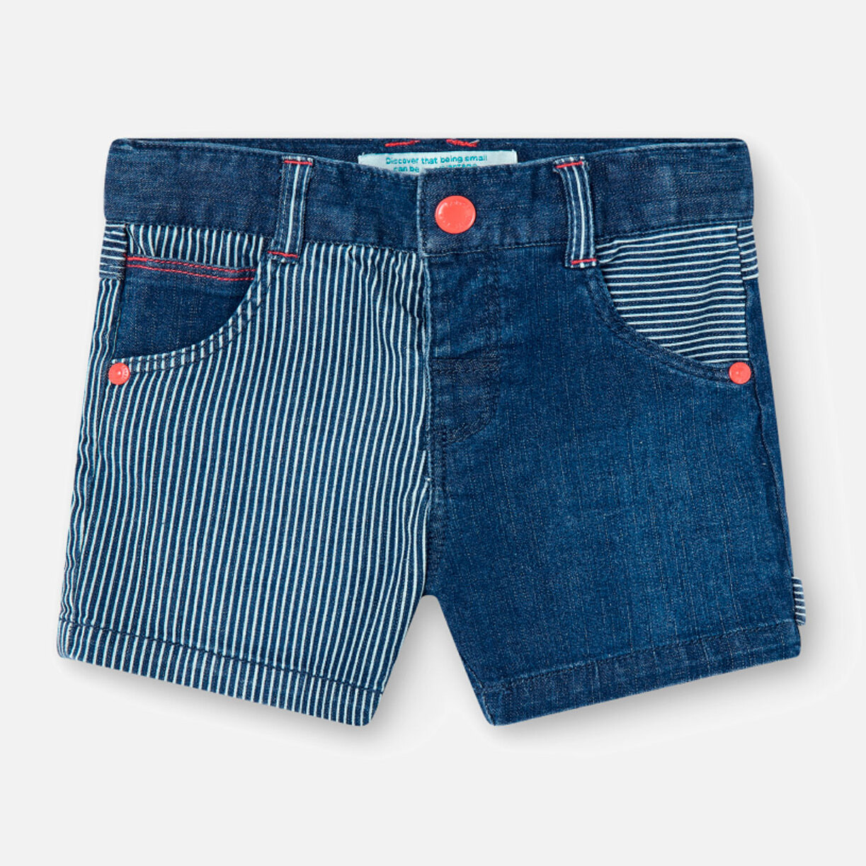 Bermudas denim niño, estampado de rayas, azul