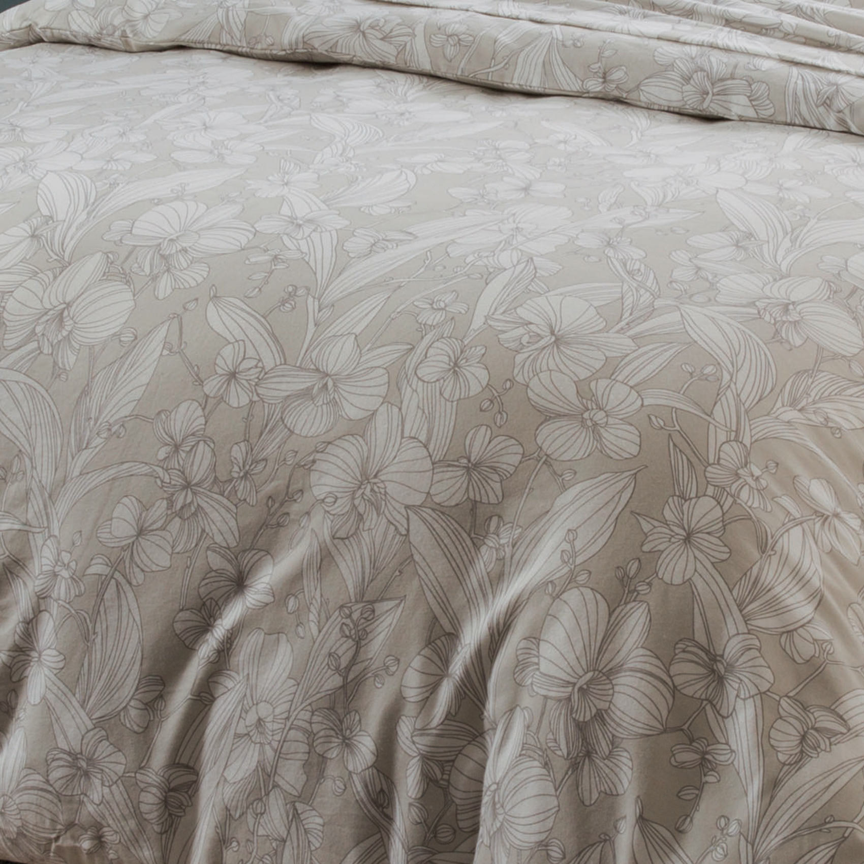 Parure de lit en flanelle esprit fleuri - Naturel