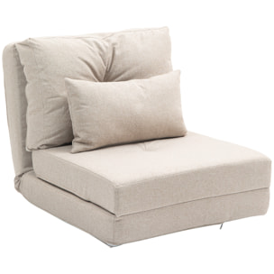 Fauteuil convertible chauffeuse inclinable - coussin inclus - tissu beige