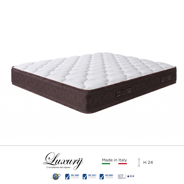 "Salerno" H24 cm 160x190 guanciale Memory OMAGGIO, a molle insacchettate indipendenti ,7 zone a portanza differenziata arrotolato