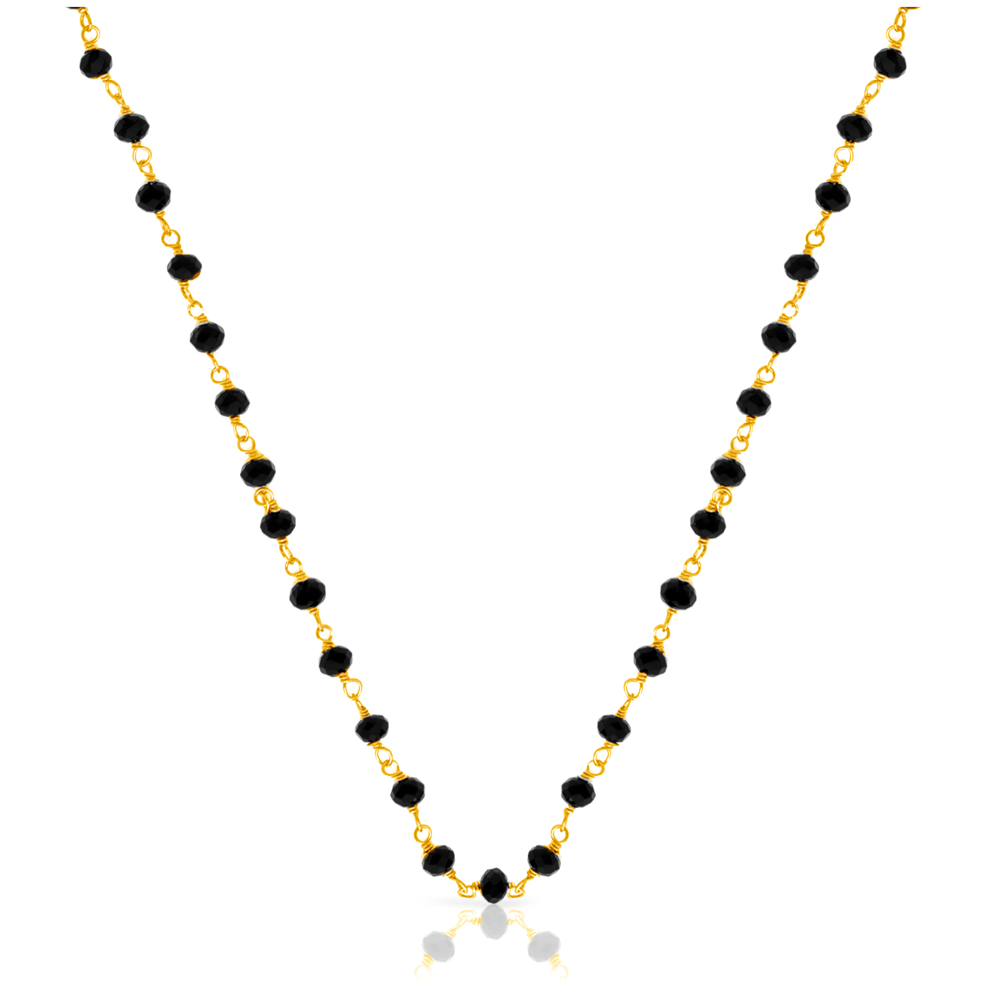 Cadena de Plata de Ley 925 con cuentas en circonita negra natural.