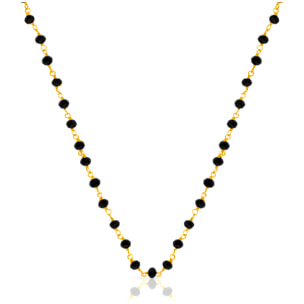 Cadena de Plata de Ley 925 con cuentas en circonita negra natural.