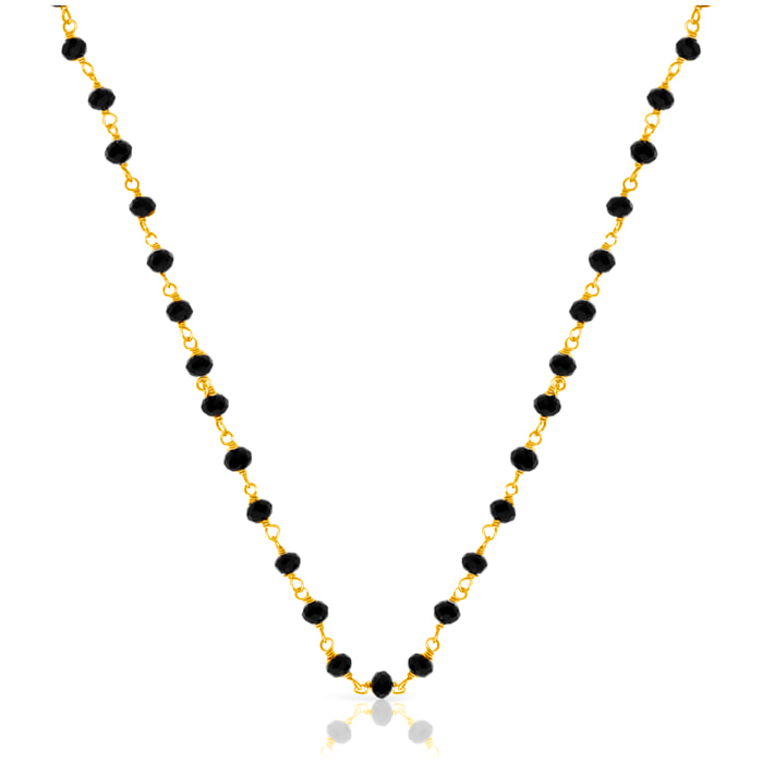 Cadena de Plata de Ley 925 con cuentas en circonita negra natural.