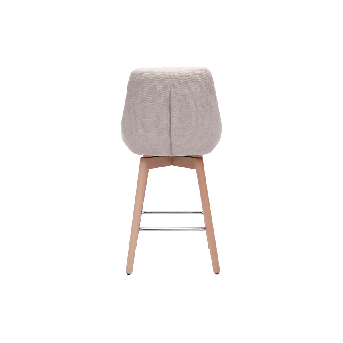 Tabourets de bar scandinaves pivotants 360° en tissu effet velours texturé beige et bois clair H65 cm (lot de 2) ALESS