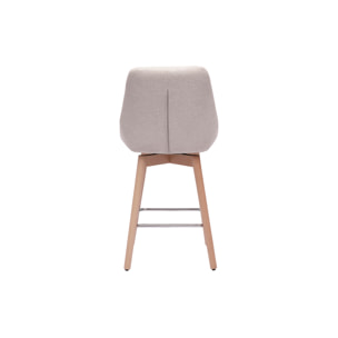 Tabourets de bar scandinaves pivotants 360° en tissu effet velours texturé beige et bois clair H65 cm (lot de 2) ALESS