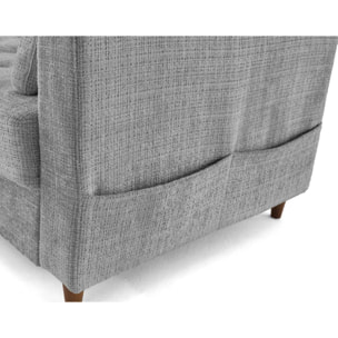 Anna - canapé d'angle gauche 5 places convertible en velours texturé - Gris
