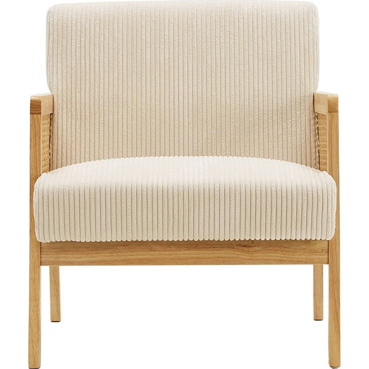 Fauteuil en cannage et velours côtelé - MANI