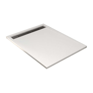 Receveur de douche en résine blanc 80x120x3 cm effet pierre granit + grille linéaire chrome