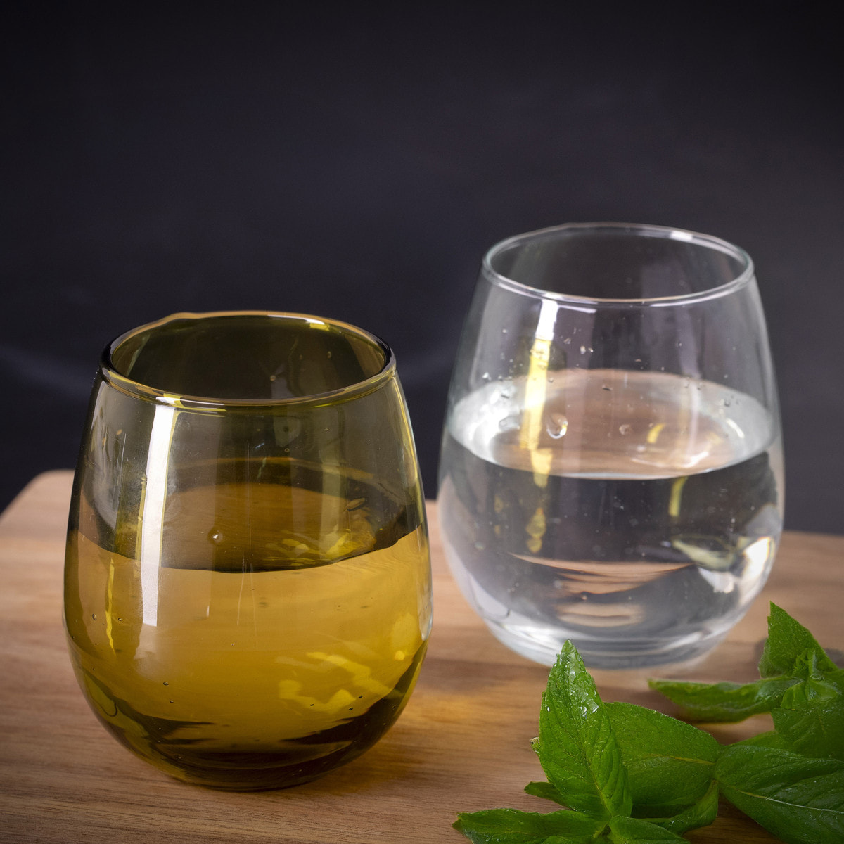 Nour - Lot 6 gobelets 30 cl en verre recyclé soufflés bouche