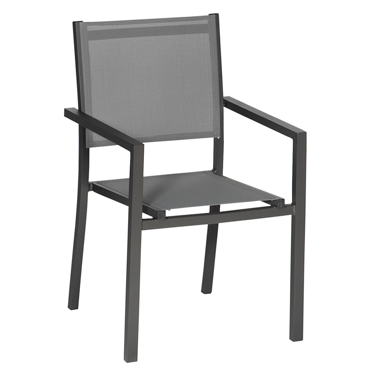 Lot de 4 chaises en aluminium anthracite - textilène gris