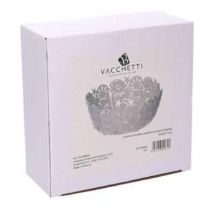 Cestina in metallo cavalluccio bianco tondo cm ø20h7