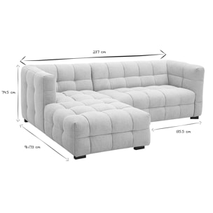Canapé d'angle gauche design 3 places en tissu effet velours texturé beige CORTO