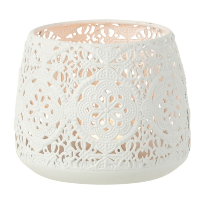 J-Line photophore Rond Oriental - métal/verre - blanc - small - 2 pcs