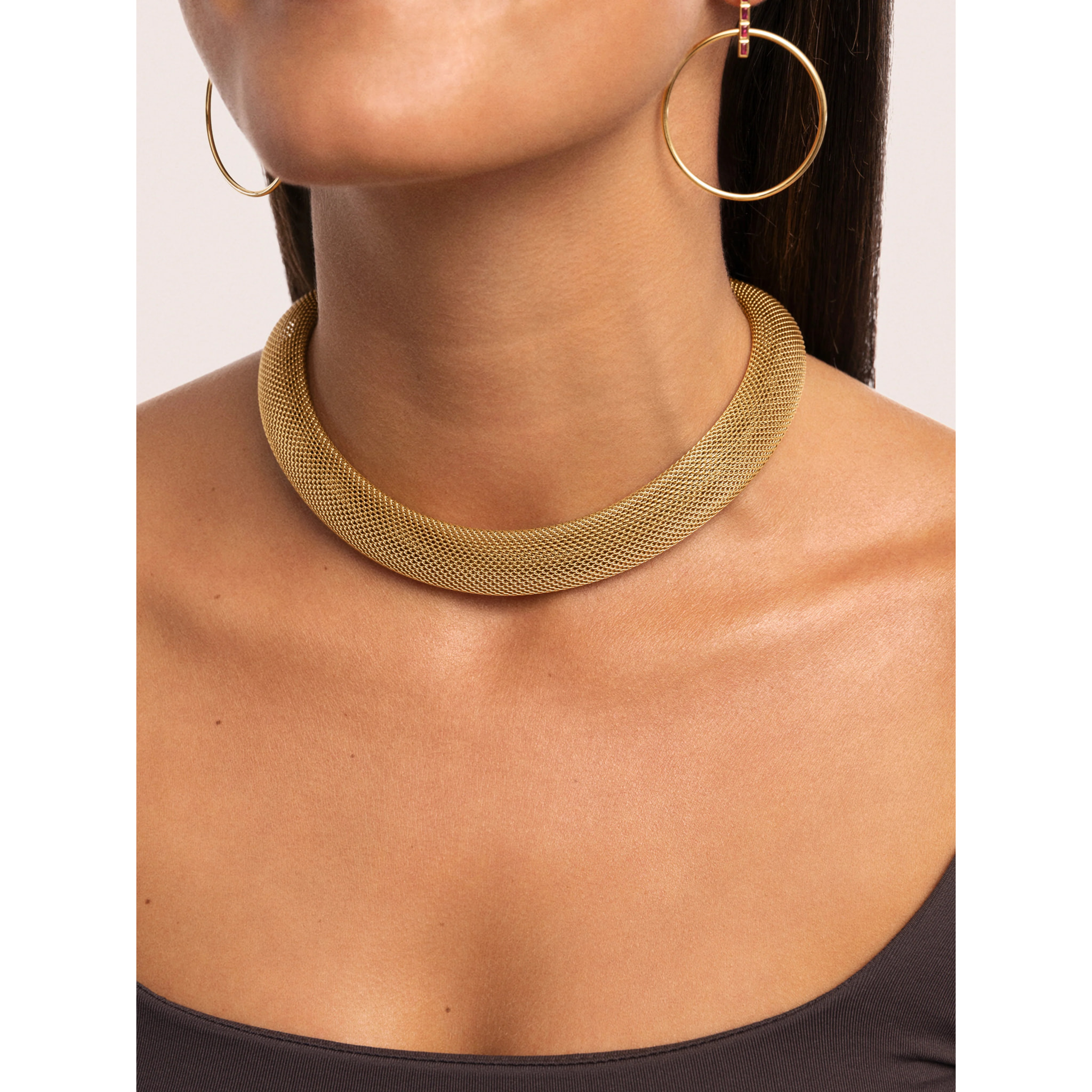 Choker Mesh Acero Baño Oro