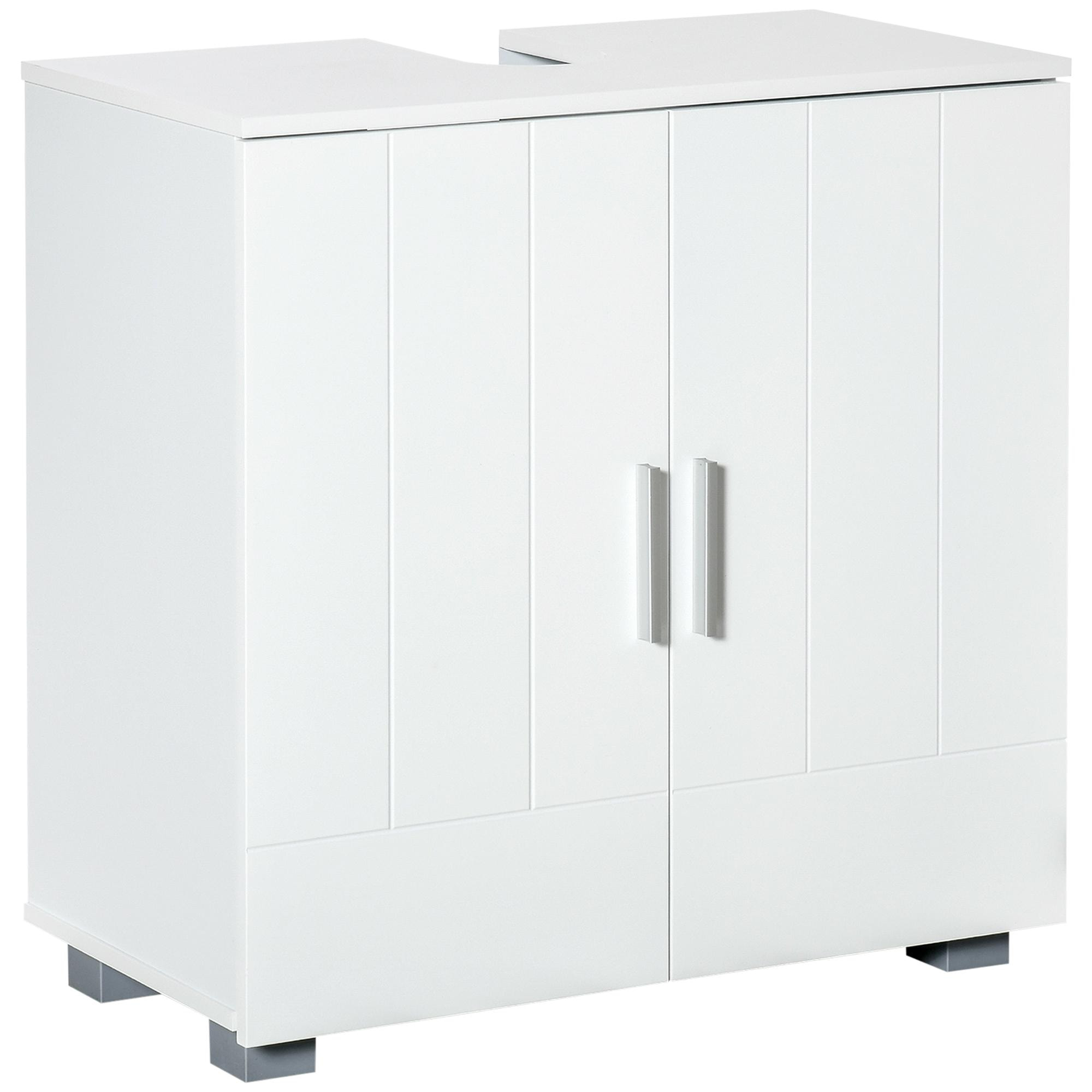 Mueble para Debajo del Lavabo Armario Baño de Suelo de Madera con 2 Puertas y Estante Ajustable Interior Moderno 60x30x60 cm Blanco