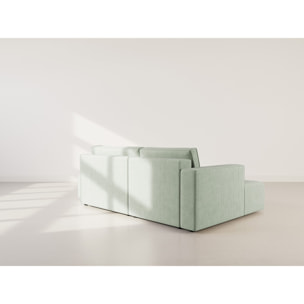 Topaze - canapé d'angle gauche 4 places convertible avec coffre en velours côtelé - Vert sauge