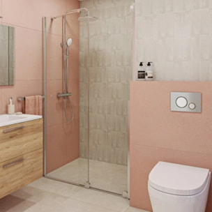 Système de douche mural thermostatique, forme ronde, 2 fonctions, entraxe 150 mm, garantie 5 ans, chrome