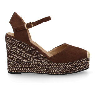 Alpargata de cuña con trenzado bicolor