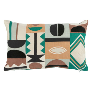 Coussin brodé "Malakite" vert 30x50cm