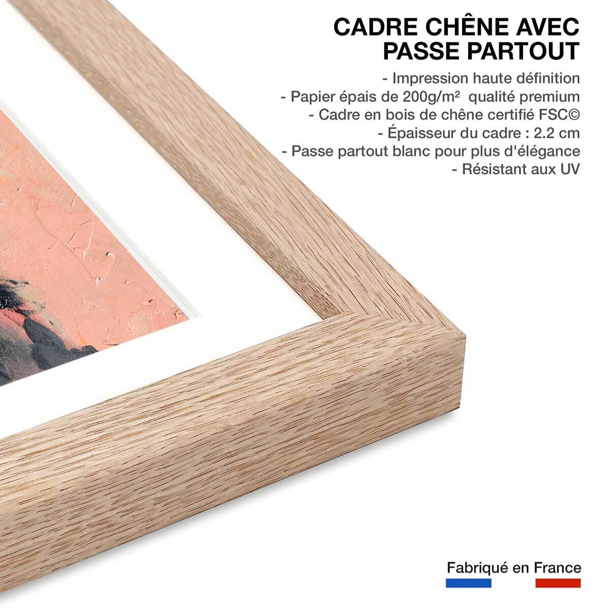 Affiche abstraite ocre et bleu provence Affiche sous cadre bois