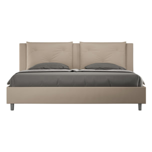 Cama con somier acolchada 180x210 cuero sintético gris paloma Appia
