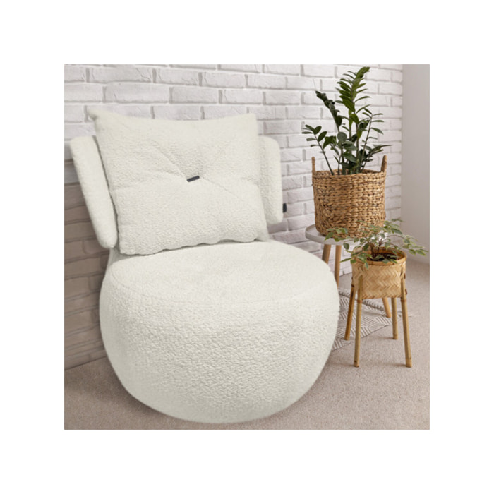 Fauteuil pivotant 360° en tissu bouclette - ORIGANO