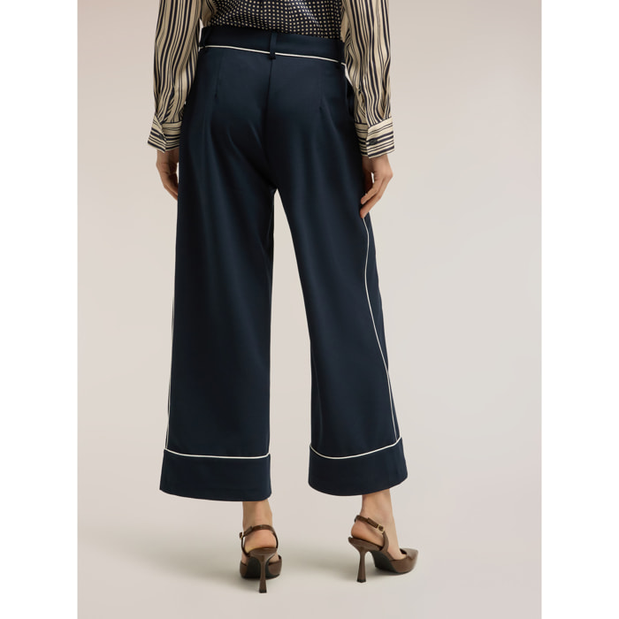 Motivi - Pantalones cropped con perfiles en contraste - Azul