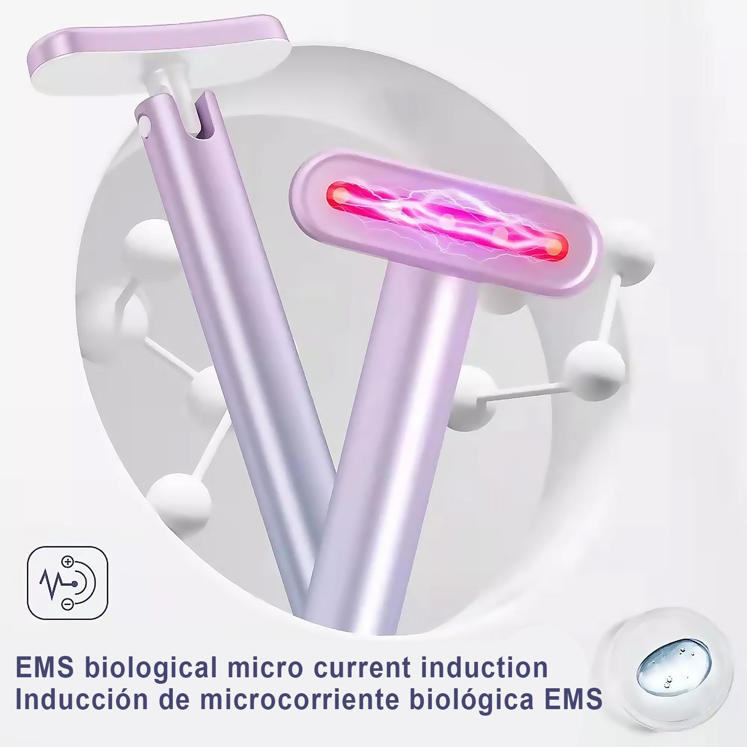 Cura della pelle 4 in 1 con trattamento EMS, trattamento leggero, massaggio e calore.