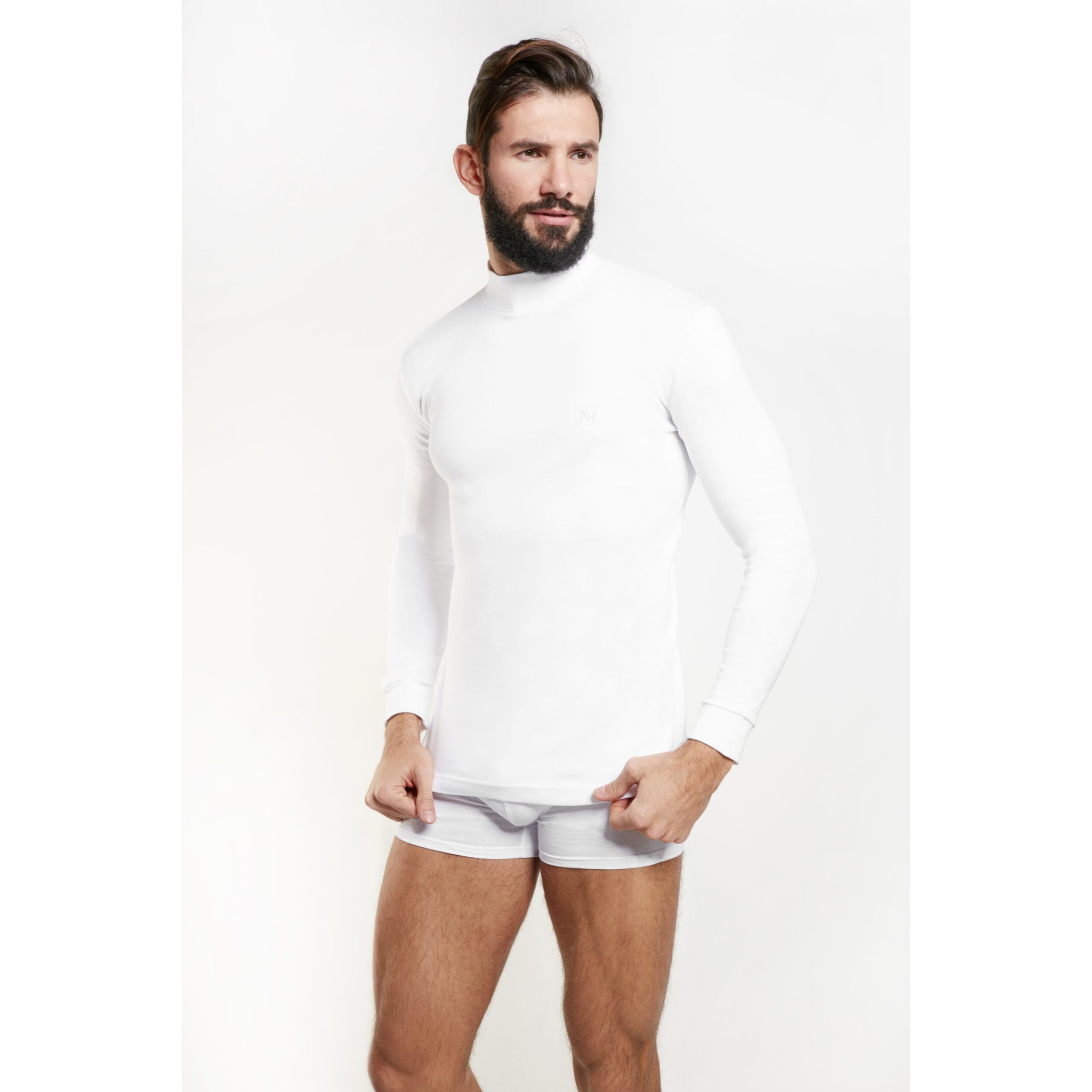 3 Maglie Lupetto Uomo Caldo Cotone Nottingham, Art. NOTLPUDI Bianco