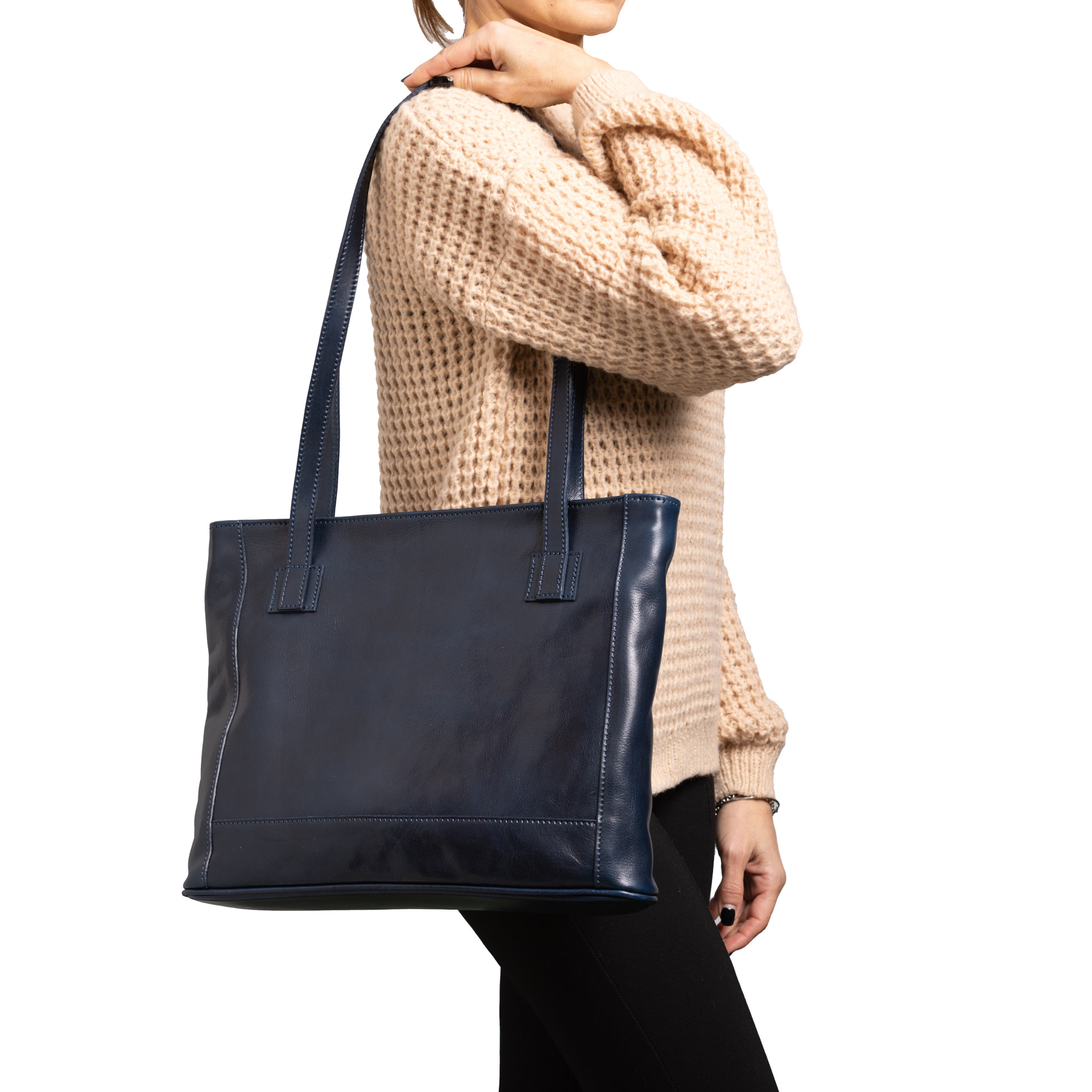 Borsa a spalla  da donna In Vera pelle Made in Italy 30x37x8 cm