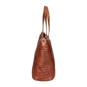 Borsa a spalla da donna - Modello Lorella - Vera pelle croco - 37.0 x 23.0 x 10.0 cm