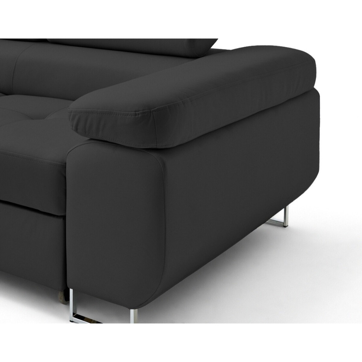 Zaria - canapé d'angle gauche 5 places convertible avec coffre et têtières en simili - Gris Anthracite