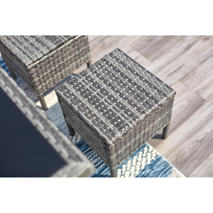 Salon de jardin 8 places en résine noir gris PATAN