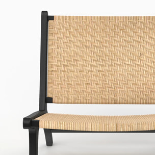 Fauteuil en bois de teck noir et tressage chevron en rotin - Kilka