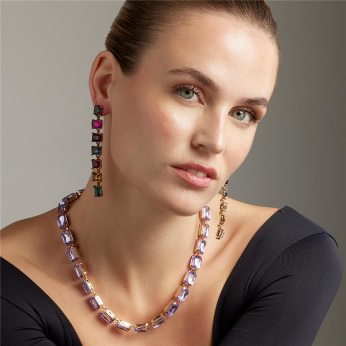 Pendientes con Cristal Multicolor acabado oro 18k